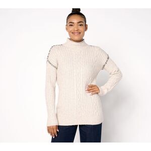 Women Control Women's Top Plus Sz Sweater 2X Cable Knit White A667192